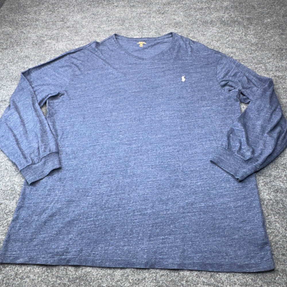Polo Ralph Lauren Shirt Mens 2XLT Blue Heather Long Sleeve Jersey Big Tall Pony